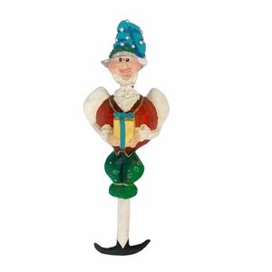 Vintage Dept 56 NO’L Christmas Ornament Jester Elf 9” Handpainted Philippines
